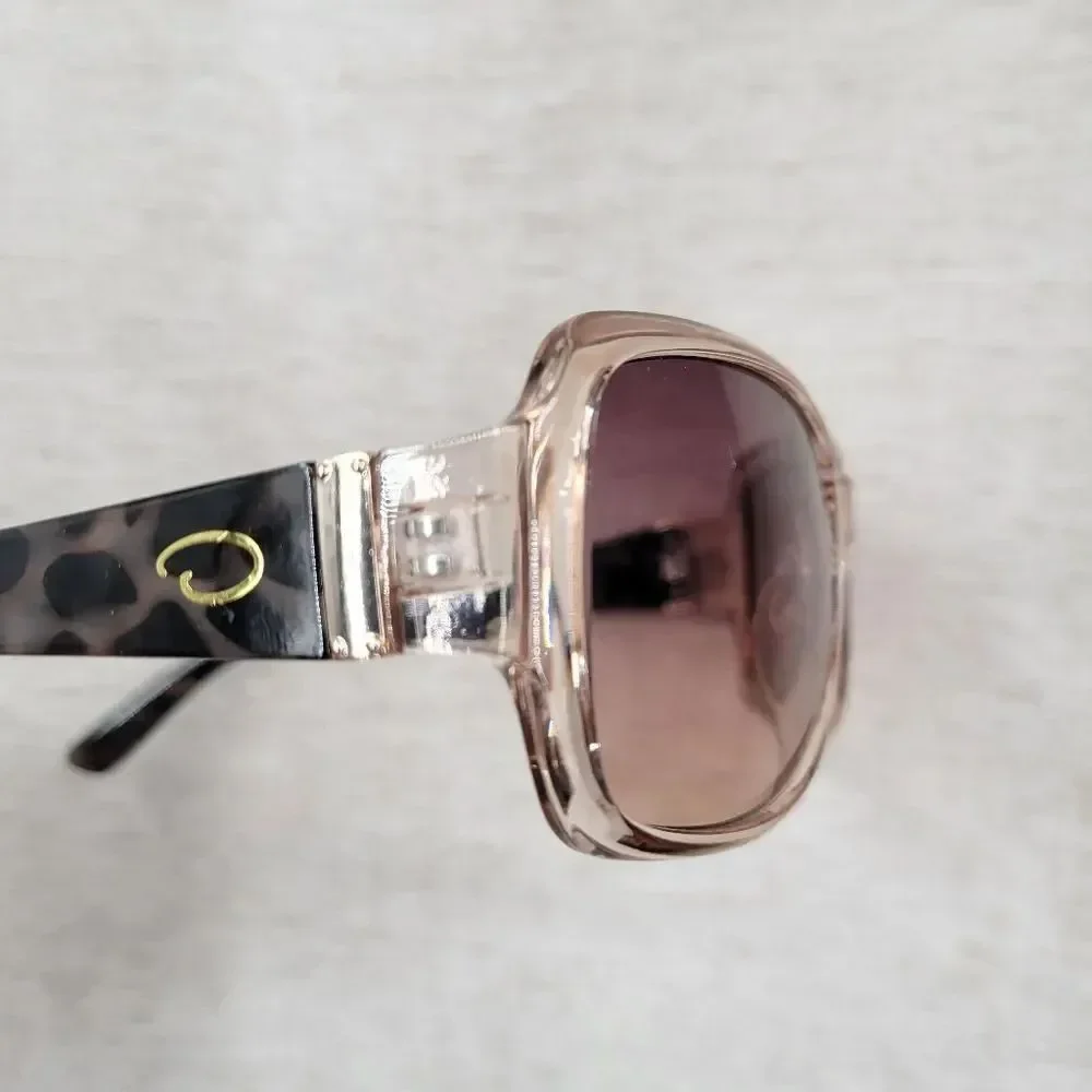 Oscar De La Renta Clear Peachy Pink Frame Sunglasses with Tortoise Arms